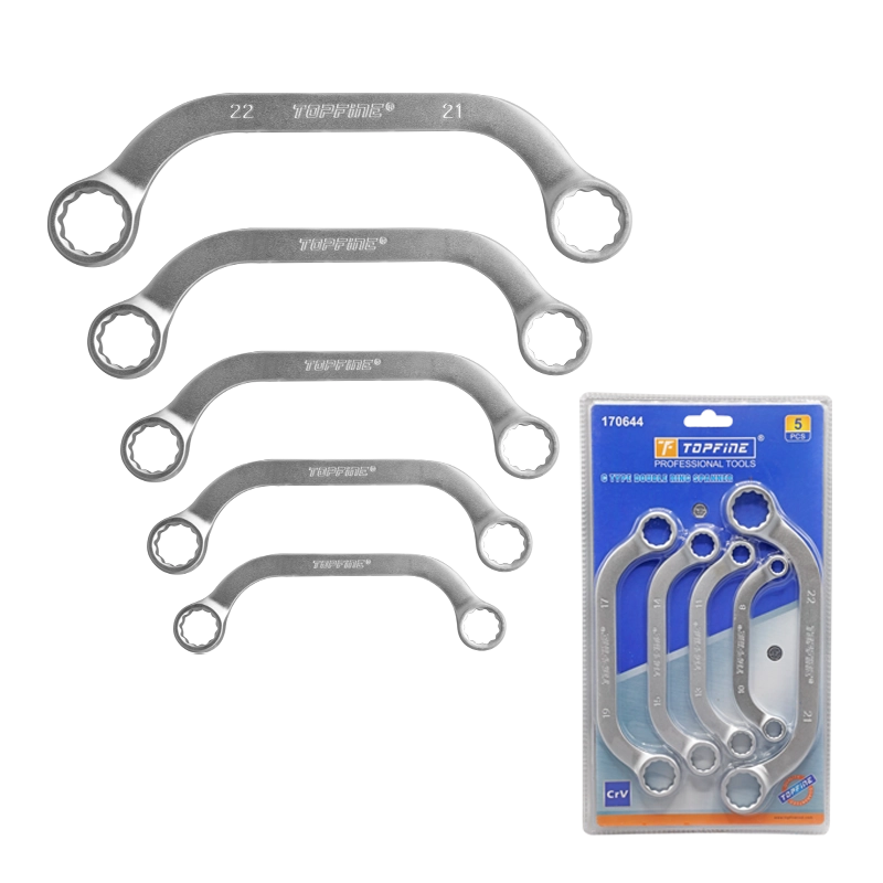C Type Double Ring Wrench Set 5pcs 8mm-22mm